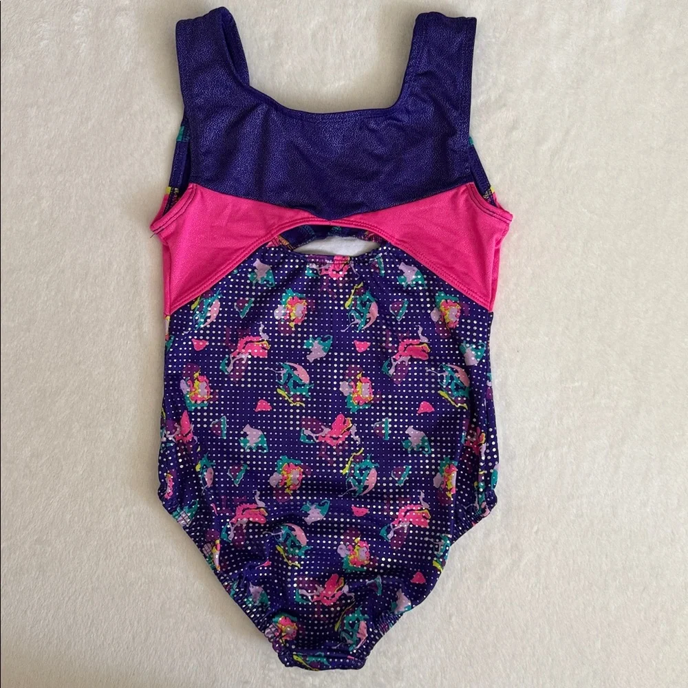 {Danskin} Freestyle | Abstract Print Shimmer Gymnastics Dance Leotard (M 7/8)